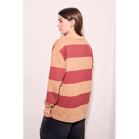 Sweater Polo Rayas Camel