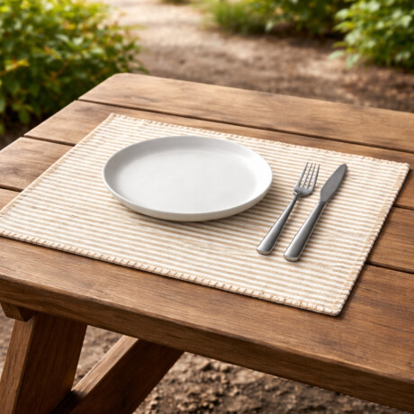 Individual algodón 35x45cm RAYAS FINAS BEIGE