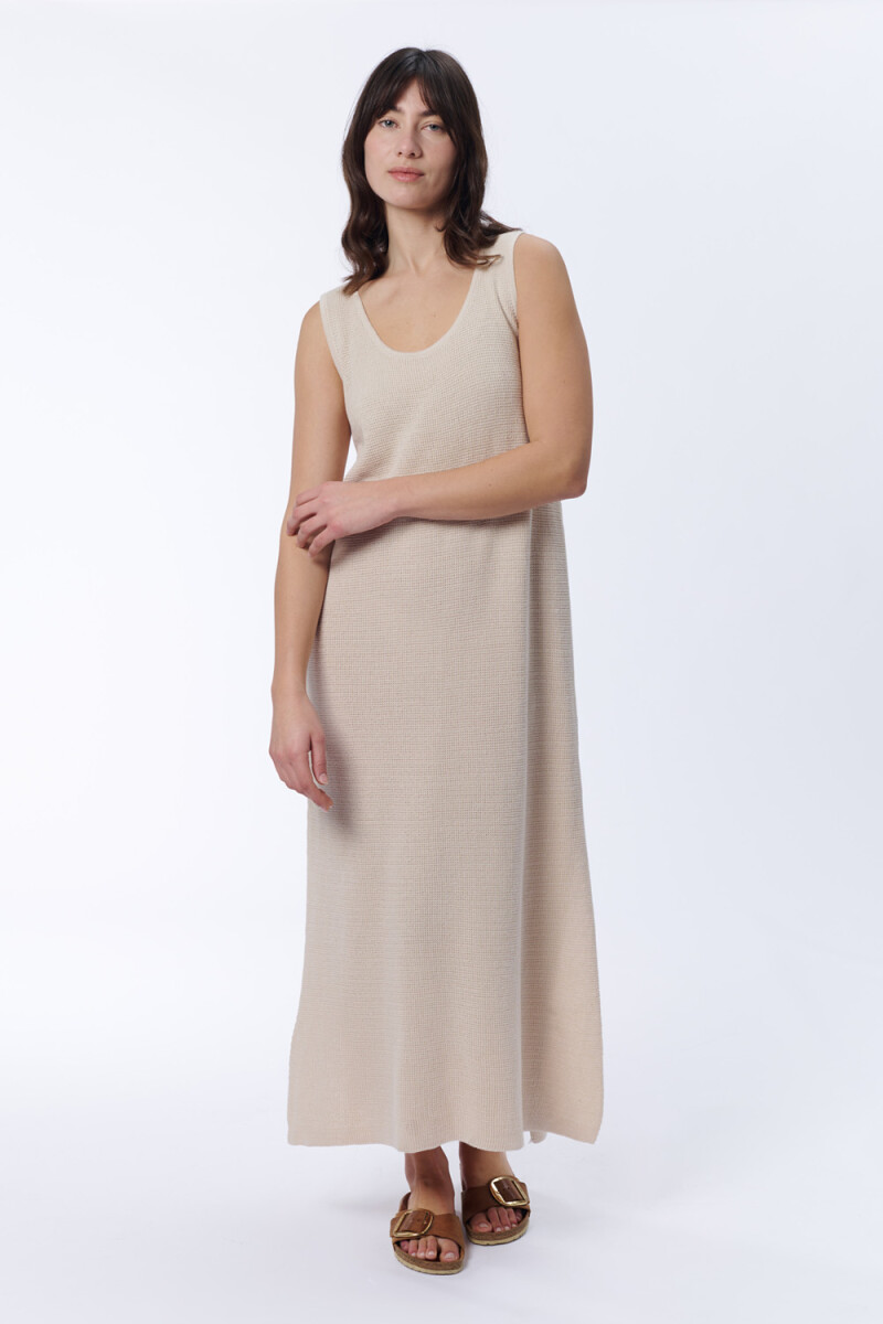 Vestido largo sin manga tejido - Crudo 