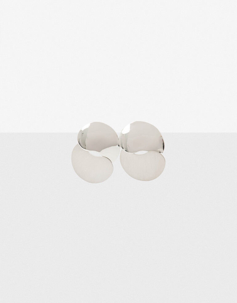 Aros Colgantes Largos Metal Aros Chapones De Metal - Plateado Rodio