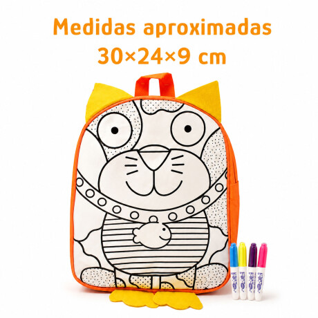 Mochila Creativa P/Pintar Infantil C/4 Marcadores 30×24×9cm Naranja/amarillo