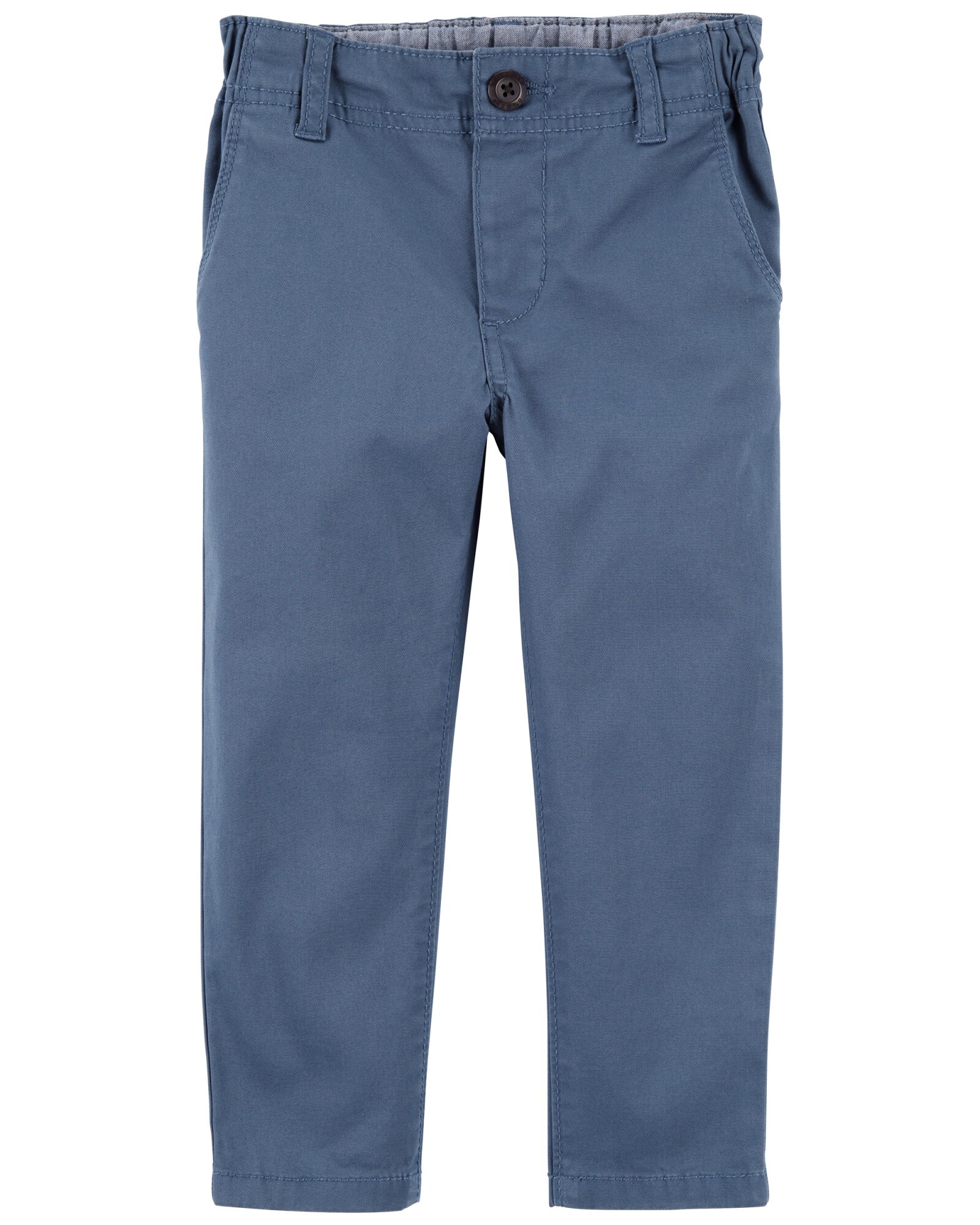 Pantalón clásico de sarga, entallado, azul Sin color