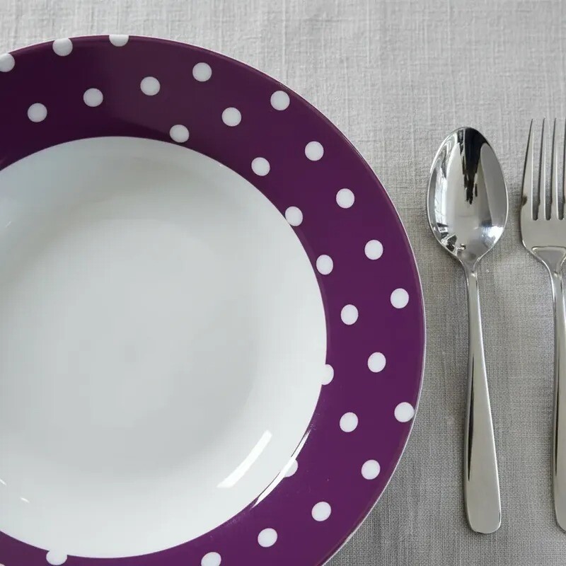 Plato Hondo Con Diseño De Lunares - Violeta - Bg Plato Hondo Con Diseño De Lunares - Violeta - Bg