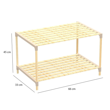 Estantería Organizadora Rack 2 Niveles 45x33x66Cm Madera PP Natural