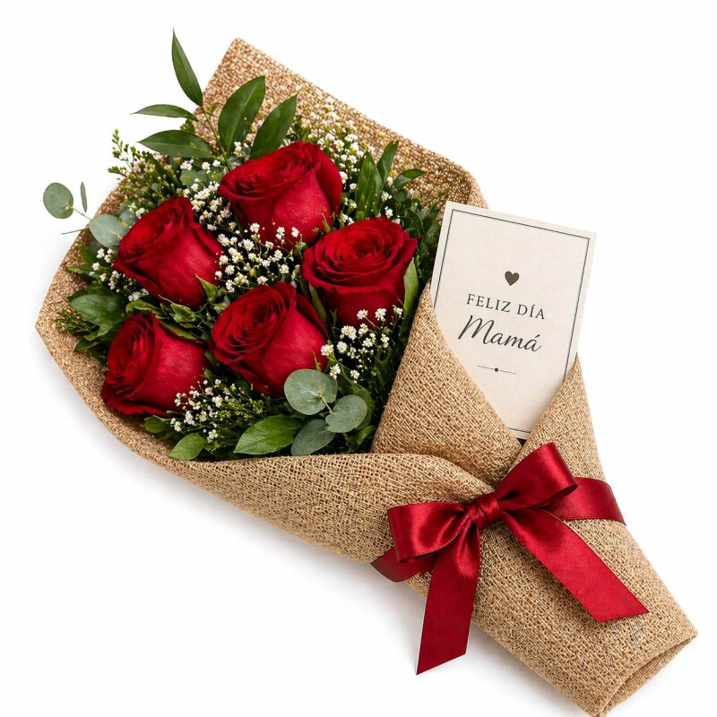 Ramo de rosas naturales 6 rosas