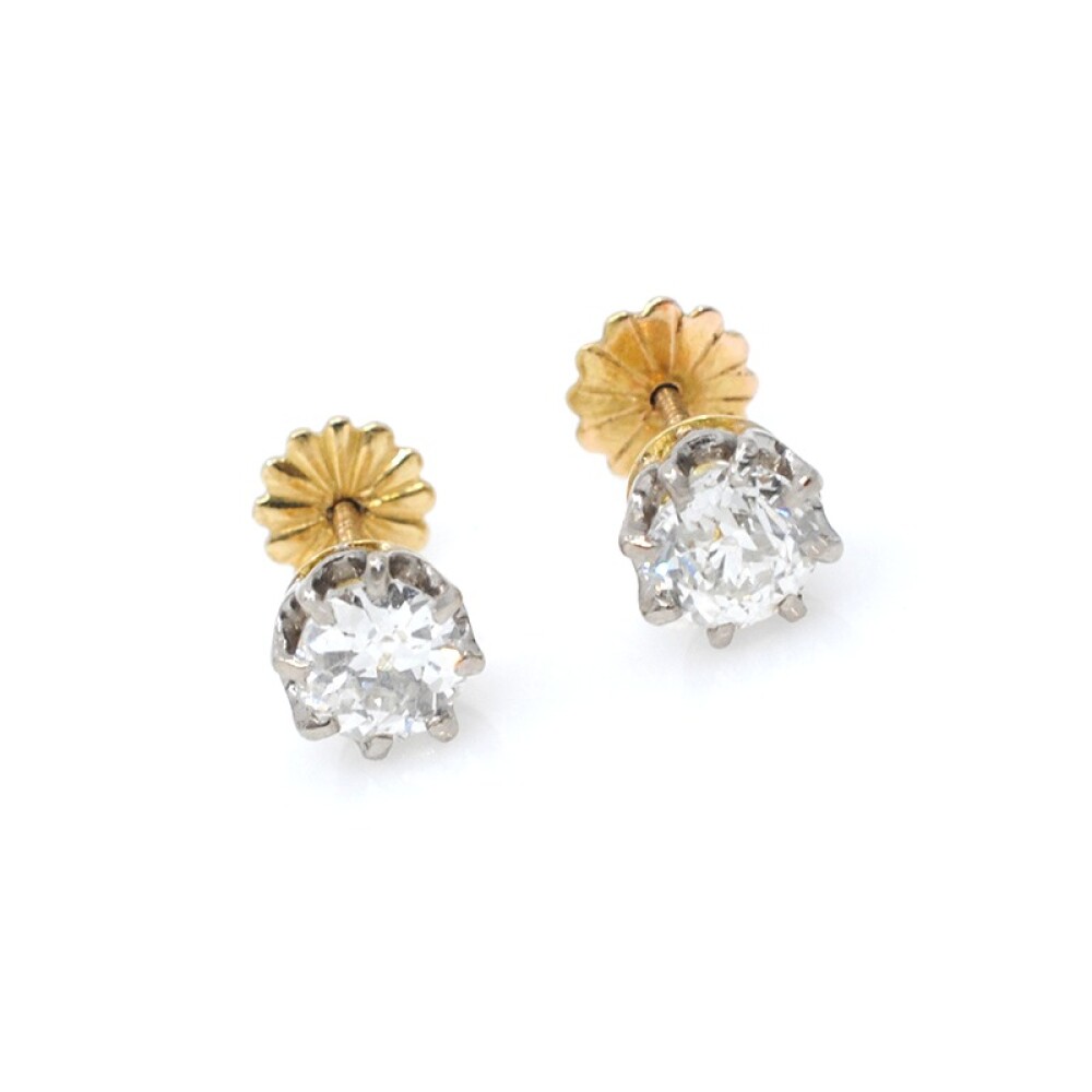 Caravanas antiguas en oro 18k y brillantes Caravanas antiguas en oro 18k y brillantes