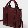 Cartera de Mano Oak en Efecto Cuero Liso Bordeaux