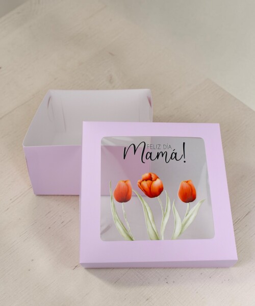 Caja 20x20x9,5 c/visor. LILA - FELIZ DIA MAMÁ