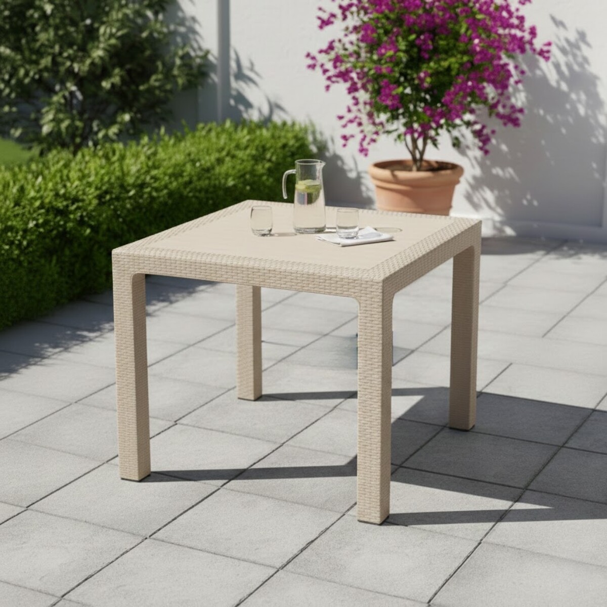 Mesa ratán 90 x 90 cm - BEIGE 