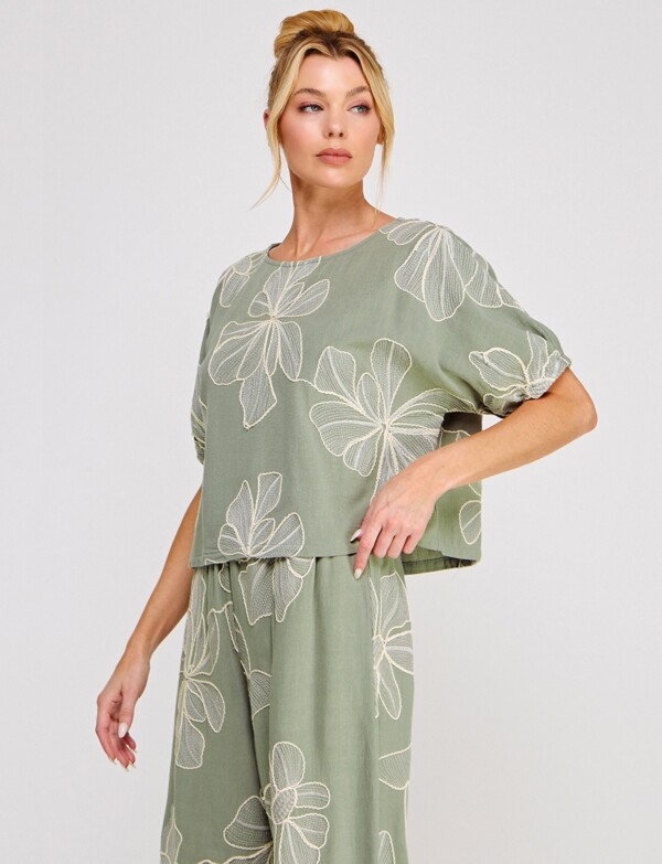 Blusa Lino Bordado VERDE
