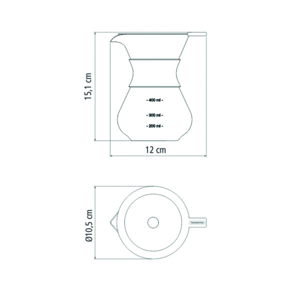 Cafetera con colador en vidrio y acero inox. TF6628