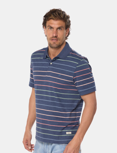 REMERA POLO RAYADA Azul