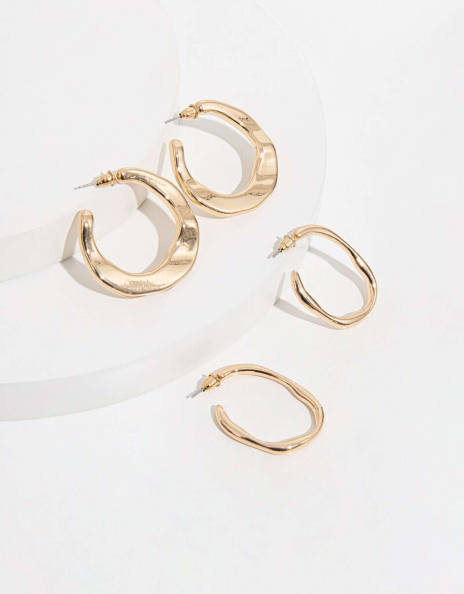 Aros Argollas Set Metal - Dorado 