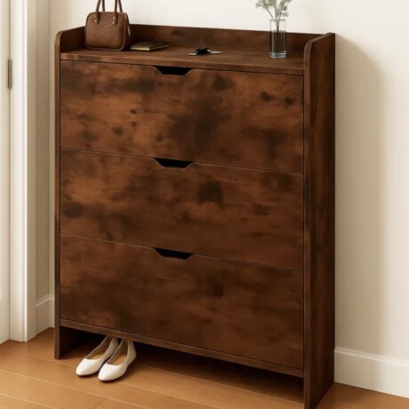 Zapatero Organizador Vertical De 3 Estantes Madera Oscura