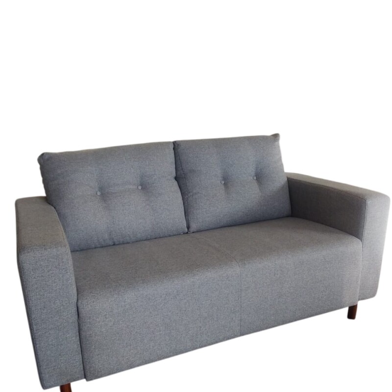 Sofa 2 cuerpos tela Gris Brillo con respaldo semi capitoneado Sofa 2 cuerpos tela Gris Brillo con respaldo semi capitoneado