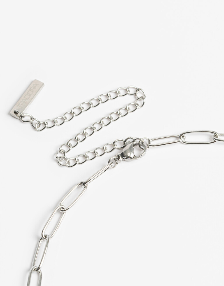 Cadena Corta con Dije Letras Collar De Acero Con Inicial S - Plateado