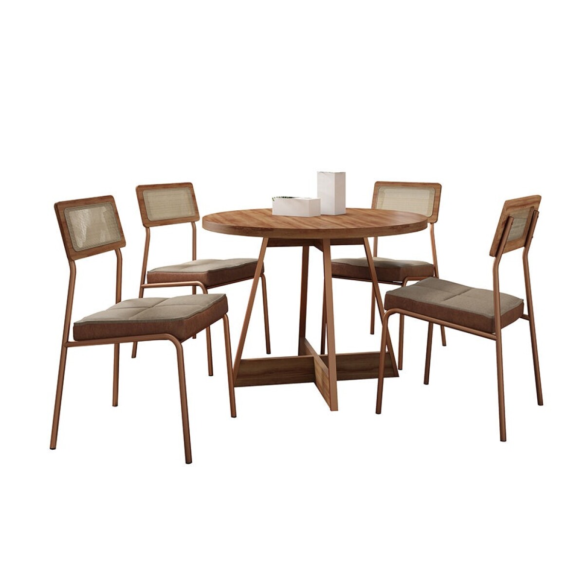 Juego de comedor Mesa Redonda - Lux Atria - Marrón 