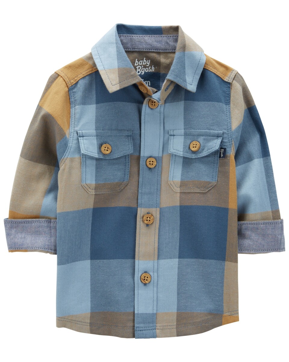 Camisa de algodón, diseño a cuadros 