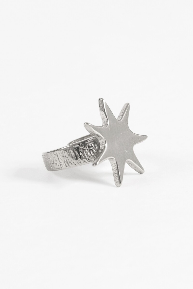Anillo star acero plateado