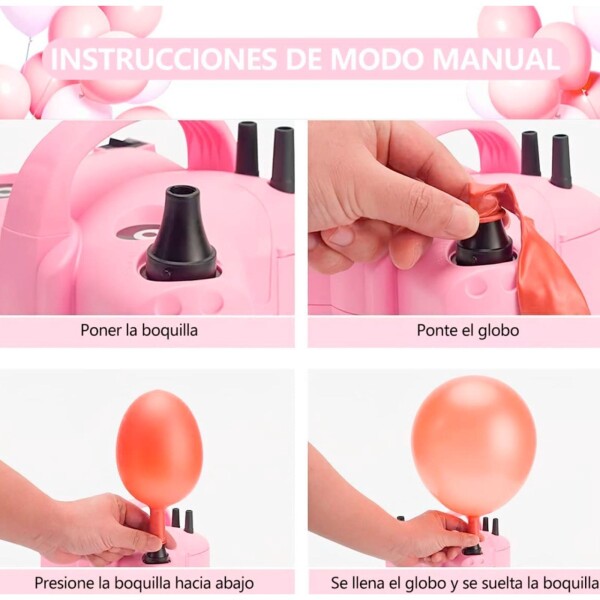 Maquina Inflador Globos Compresor 2 Injectores Cumpleaños Color Variante RosadoMariposa