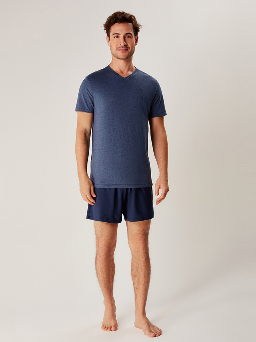 PIJAMA MASCULINO CON SHORT - AZUL 