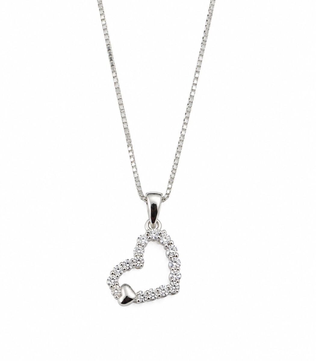Cadena y colgante corazón con zirconias 