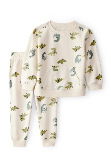 Set dos piezas de algodón, pantalón y buzo, diseño dinos Sin color