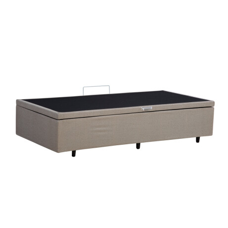 BOX BAÙL 1 PLAZAS BASE DE SOMMIER GUARDARROPA CAMA CON APERTURA LATERAL BEIGE