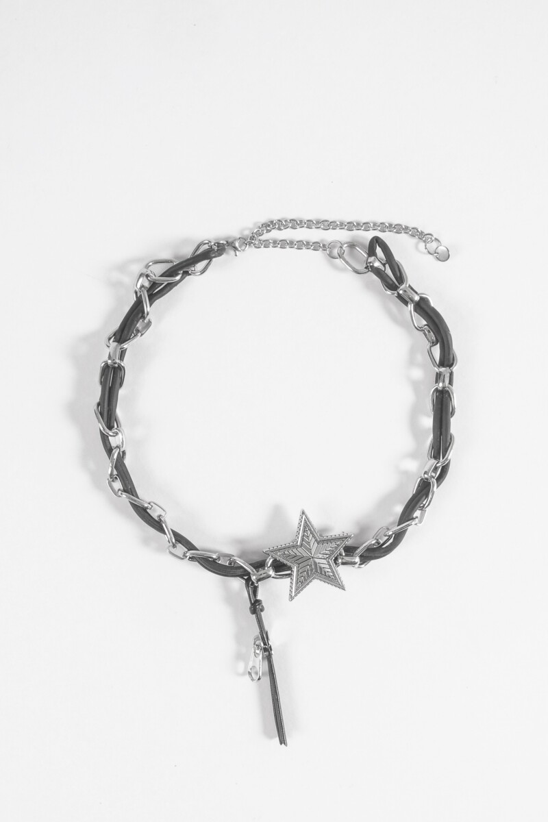 Collar choker cordon dije estrella plateado