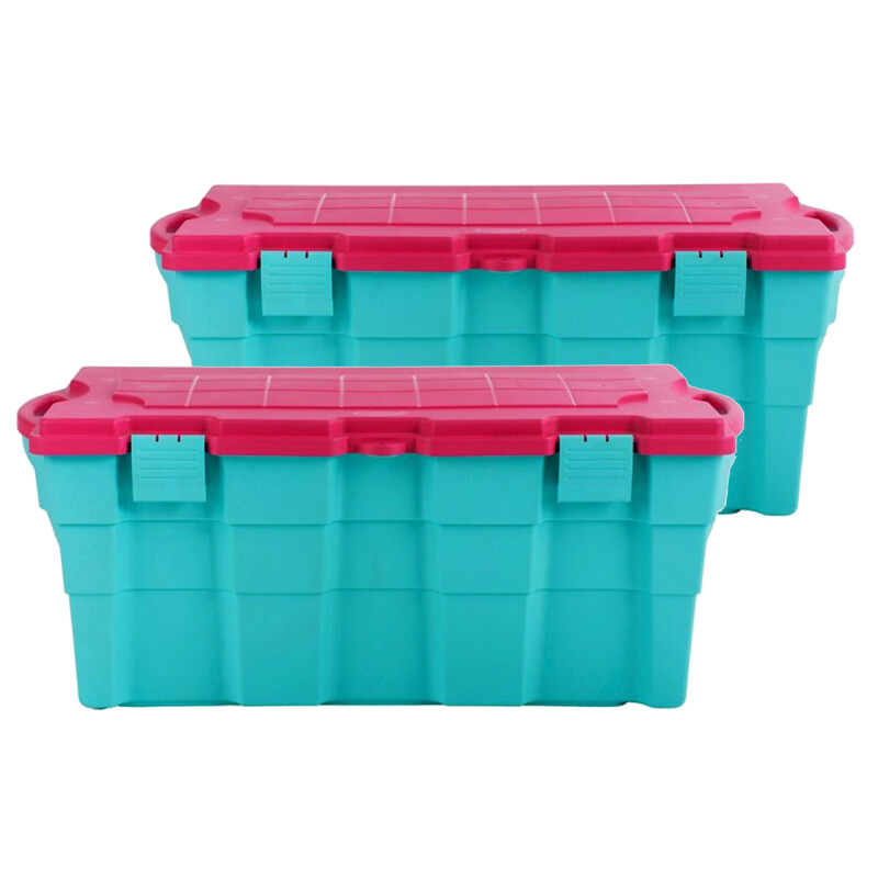 Set x2 Baúl 100 lts TURQUESA/ROSA