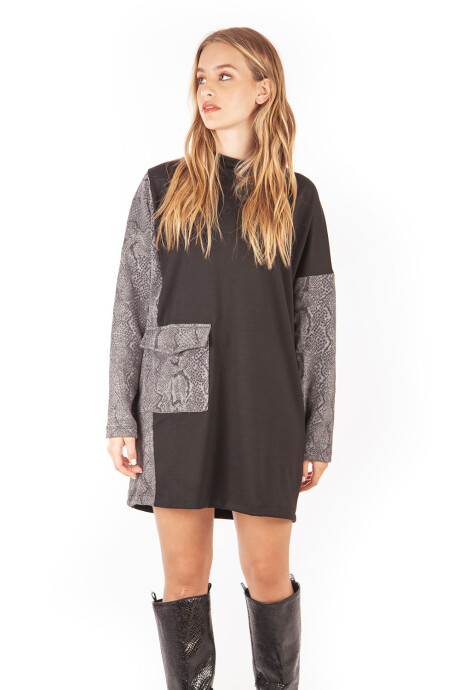 VESTIDO TUNICA ANIMAL NEGRO