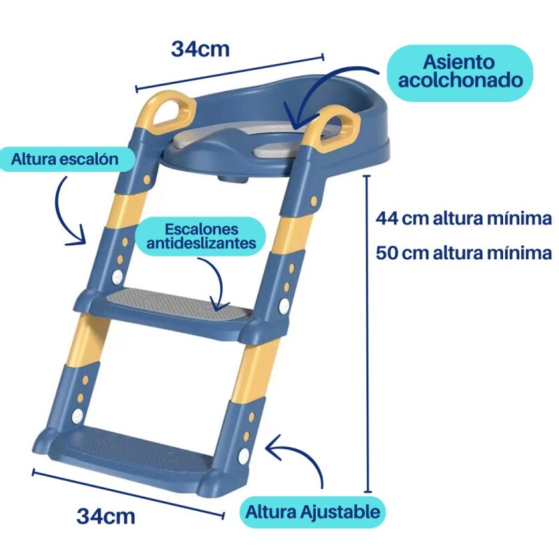 Asiento Reductor Inodoro Aprendizaje Infantil Escalera Color Azul