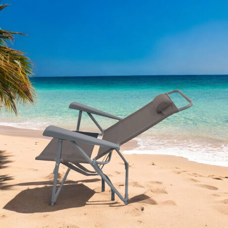 Silla Reposera de Playa Tipo Mochila con Almohada 107x58CM Gris