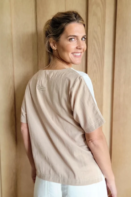 Remera Palma Blanco - Beige