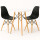 Juego de comedor Con Mesa Circular de 80cm + 2 Sillas Eames Negro