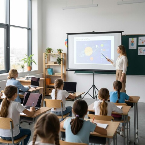 Pantalla De Proyección 84" Enrollable Con Trípode Regulable Negro