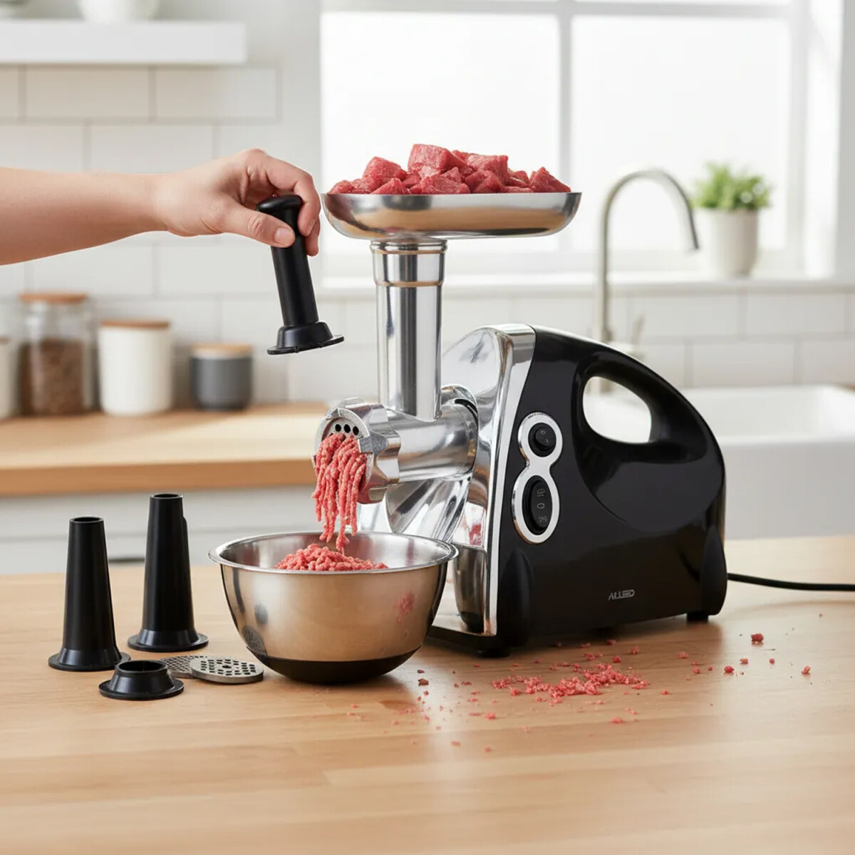 Picadora De Carne Eléctrica Allied 1400 W - PICADORA DE CARNE ALLIED AL-MC52 