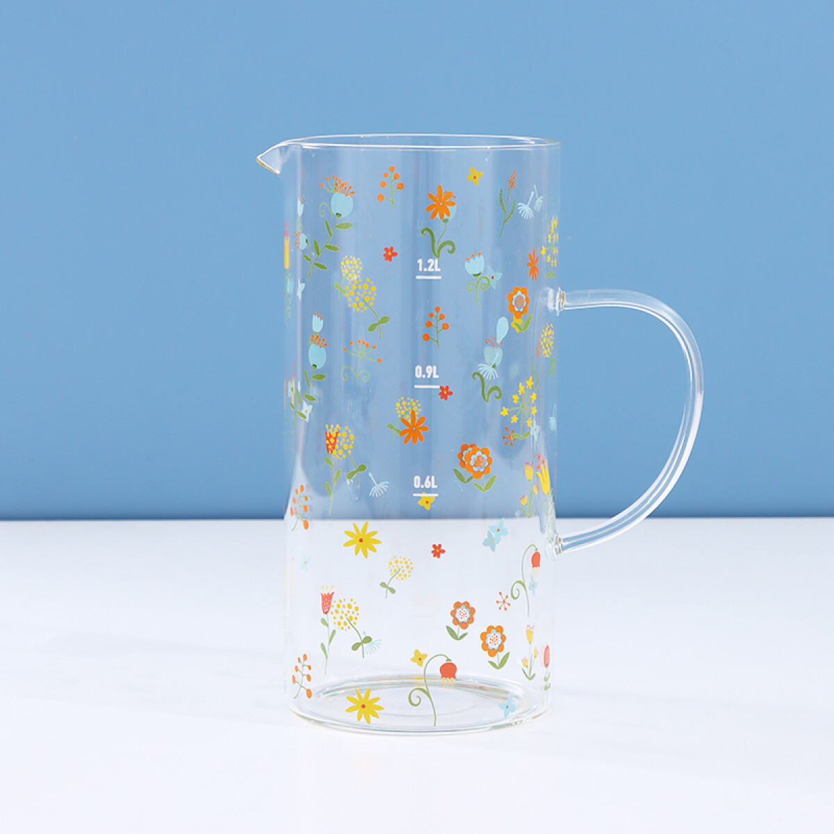 Jarra De Vidrio Borosilicato - Flores - 1.2 L 