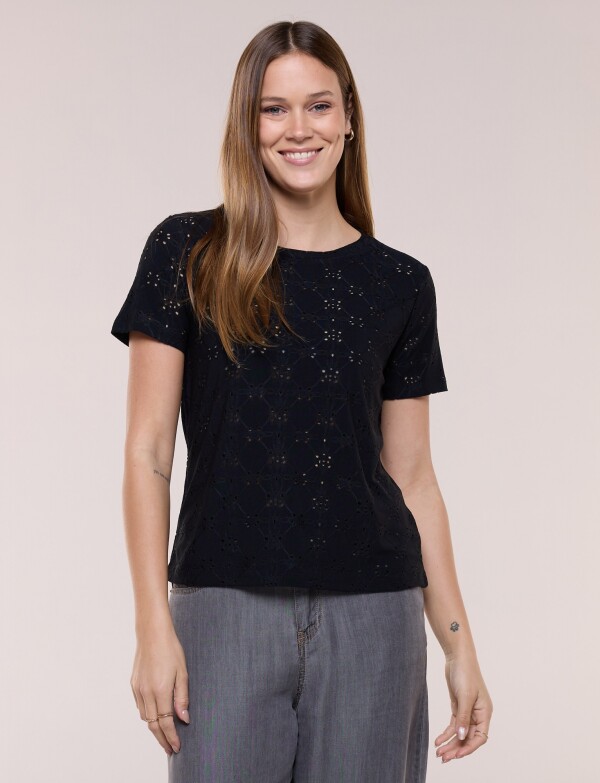 Remera Broderie NEGRO