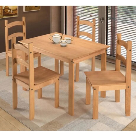 JUEGO DE COMEDOR MESA Y 4 SILLAS EN MADERA MACIZA MIEL
