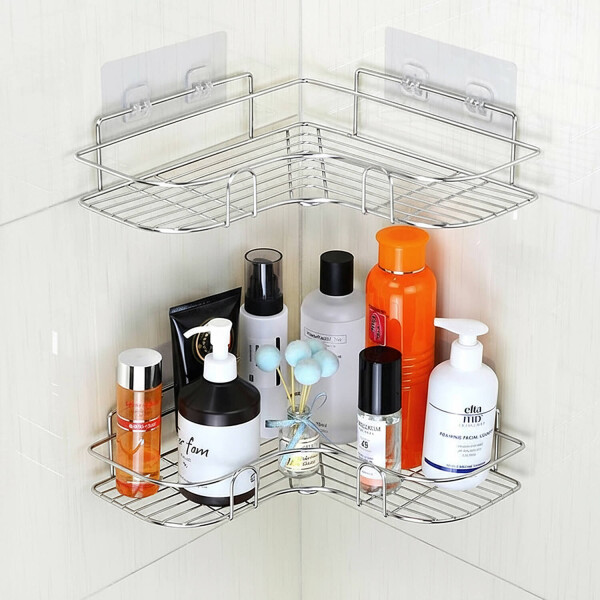 Estante Organizador Esquinero Set x2 Accesorio Baño Ducha Adhesivo Imback Color Plateado Estante Organizador Esquinero Set x2 Accesorio Baño Ducha Adhesivo Imback Color Plateado