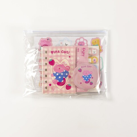 SET DE PAPELERÍA DE 5 PIEZAS CON BOLSA PVC CON CIERRE (MIMI/ROSA) SET DE PAPELERÍA DE 5 PIEZAS CON BOLSA PVC CON CIERRE (MIMI/ROSA)