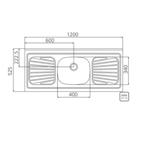 Pileta De Cocina Central De 1200X525 000