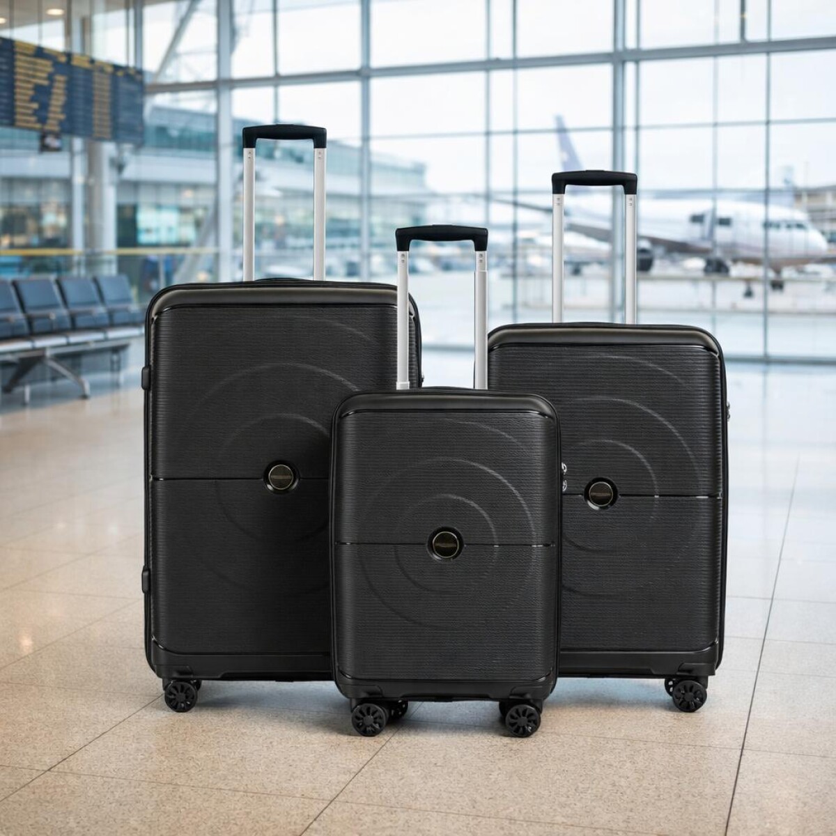 Set de Valijas Rígidas de Polipropileno x3 - Negro 