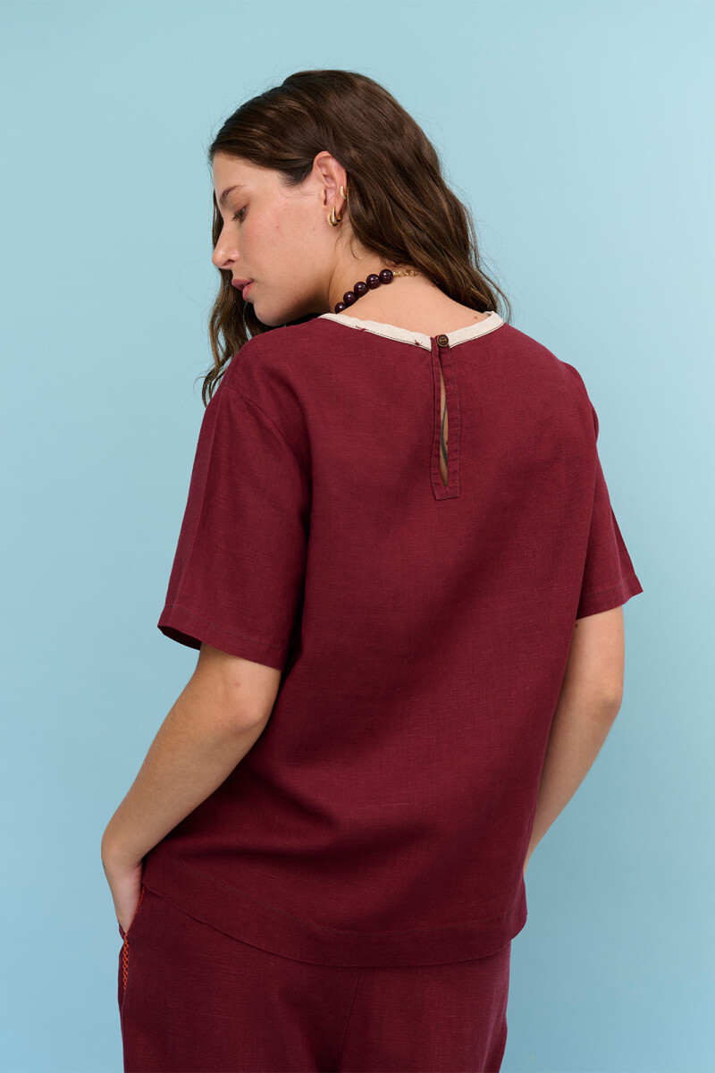 BLUSA LINO CRUZ BURDEOS