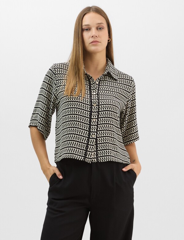 Camisa Con Estampado Geométrico Eslabones NEGRO/CRUDO