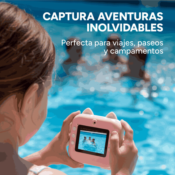 Cámara Fotos Infantil Impresión Instantánea Niños + 2 Rollos Color Rosa Claro