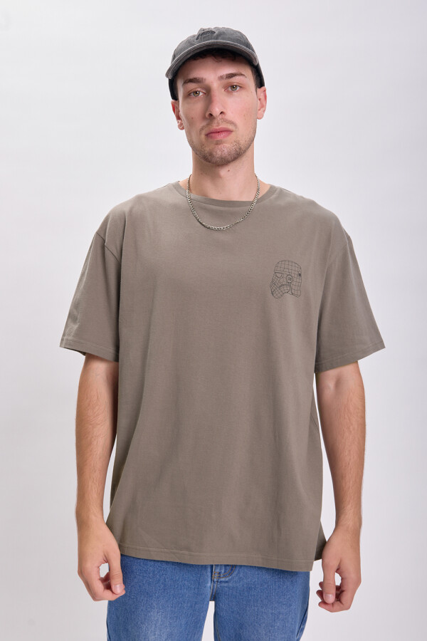 Remera oversize estampada Gris