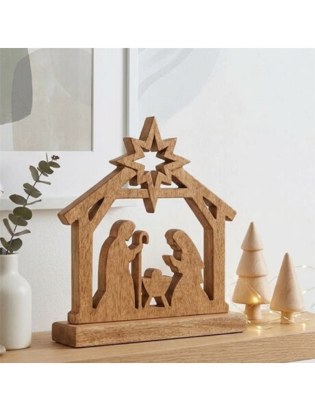 PESEBRE MADERA MANGO 19CM X 18,5CM PESEBRE MADERA MANGO 19CM X 18,5CM