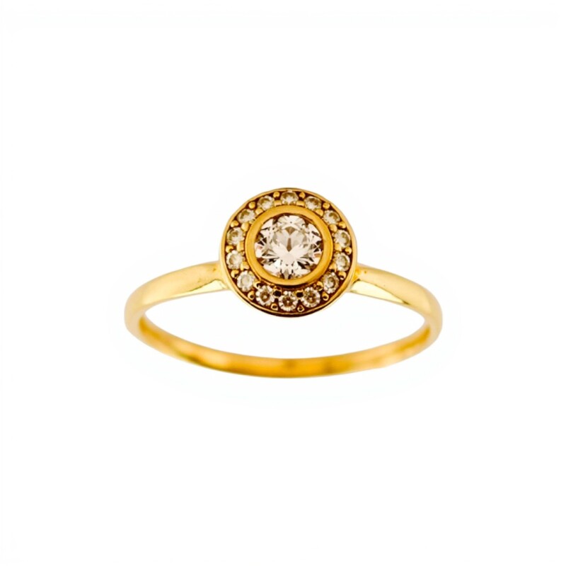Anillo Halo-Oro bajo-Piedra Zirconia-AN8050 conpiedra